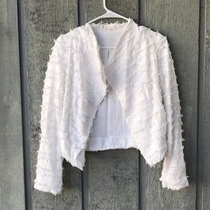 Willow and clay white fringe jacket